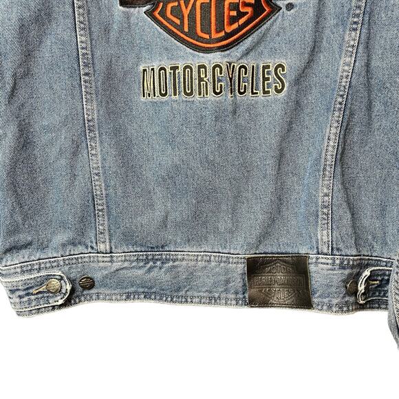 Vintage Harley Davidson Motorcycle Big Logo Denim Jacket Size M - Picture 15 of 16